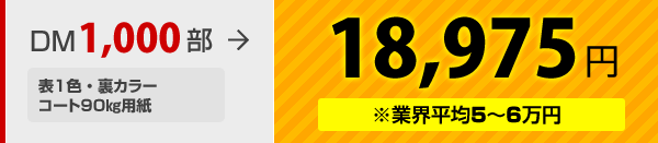 DM1,000部 片面カラーアートポスト180㎏用紙 23,900円 ※業界平均5～6万円